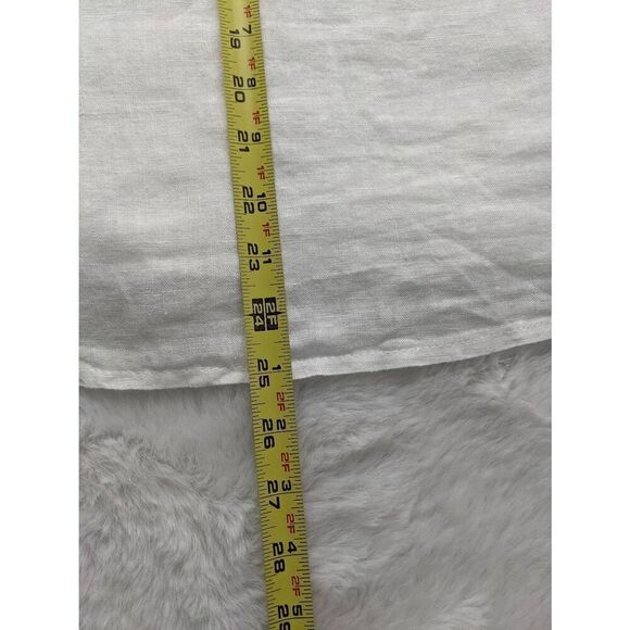 Lungo L'Arno Italy Size M Cool White Pure Linen Embroidered Top Blouse 3/4 Sleev - Picture 7 of 9